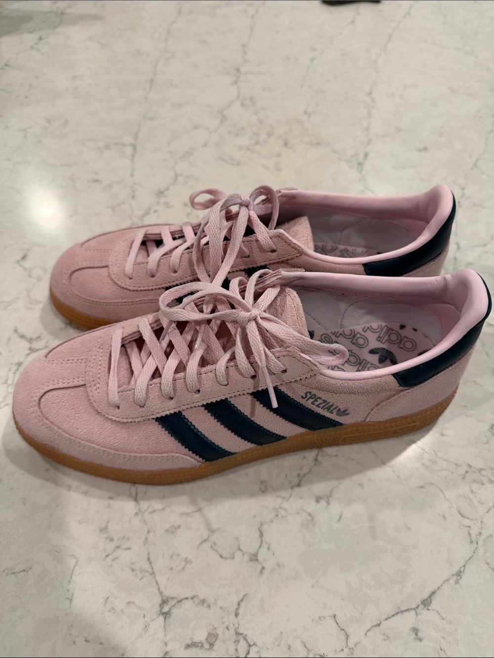 adidas Spezial Suede Sneaker in Pink with Black Stripes